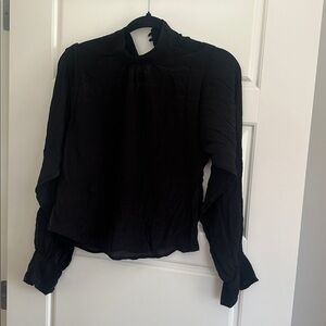 Mango MNG Elegant Black Long Sleeve Blouse *wrinkly